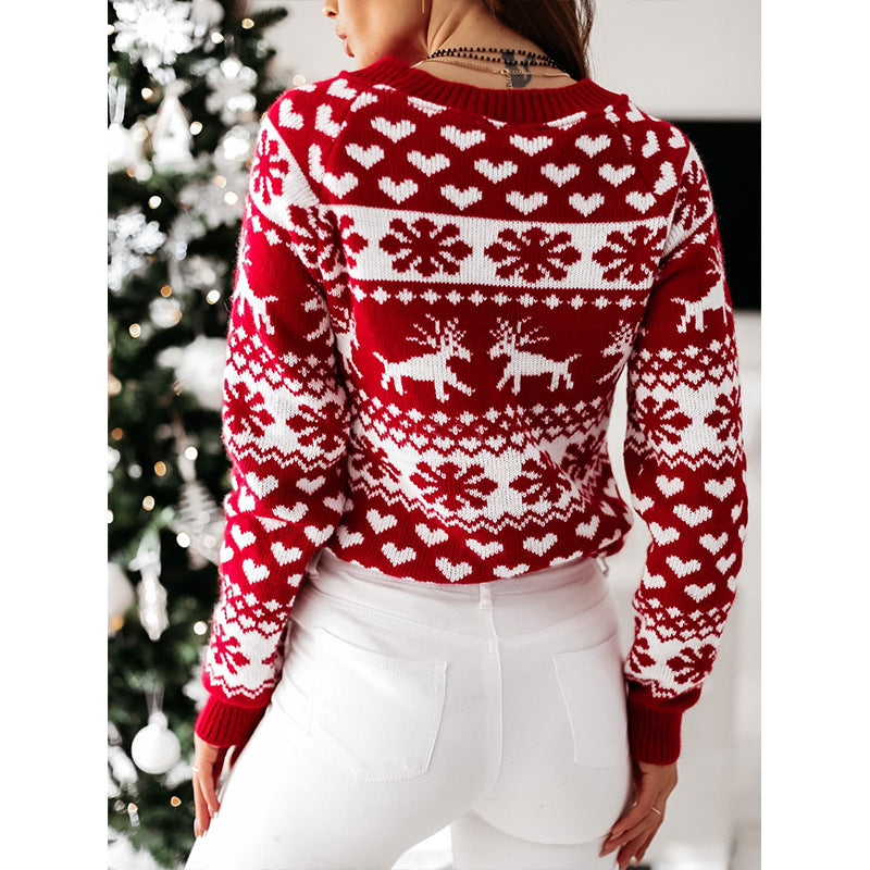 Wholesale Autumn/winter Knitted Christmas Elk Long-sleeved Knitted Sweater